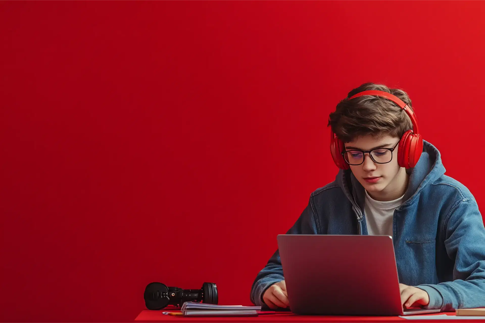 Student learning with laptop